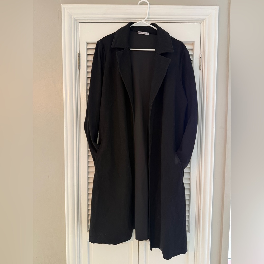 Zara Faux Suede Coat Long Jacket - Size XL